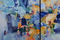 Kilencvencvenfokos fordulat,  olaj, vászon festmény 1998, 2x150x150 cm